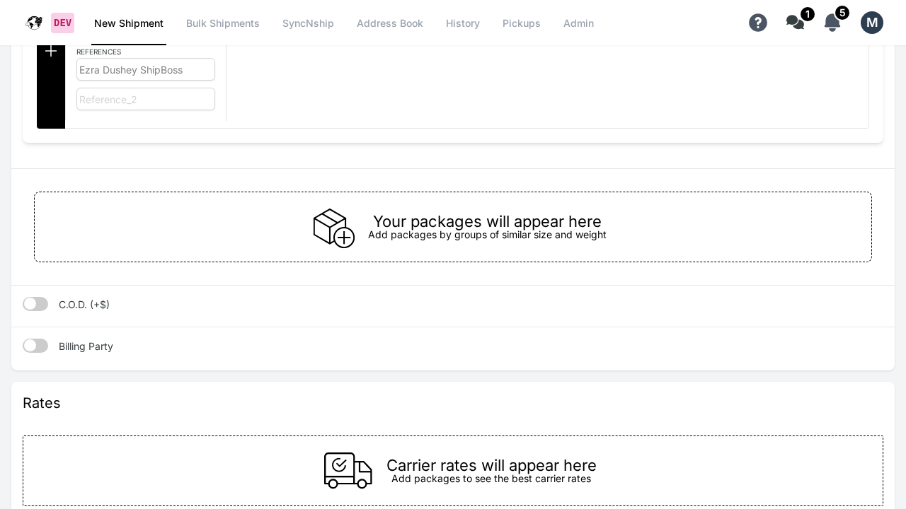 WebShip C.O.D. and Billing Party toggles for third-party billing