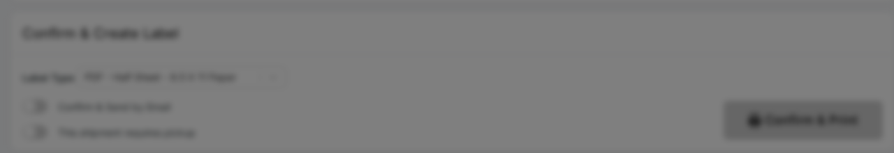 WebShip Confirm and Create Label section with label type and print options